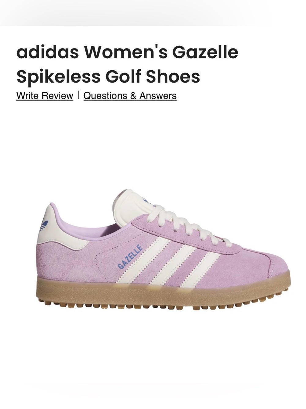 NEW Adidas Gazelle Golf Shoes Womens 8.5 Suede Spikeless Bliss Lilac NWOT $120